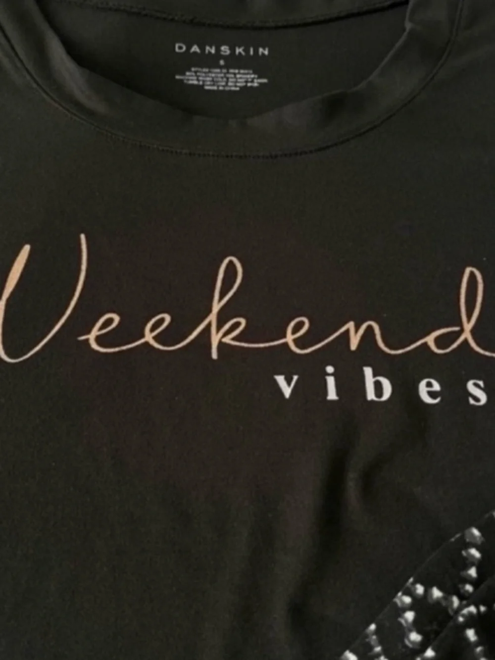 Danskin Two Piece Loungewear Pajama Set Weekend Vibes Black White Size S
